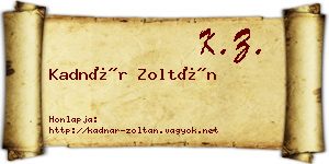 Kadnár Zoltán névjegykártya