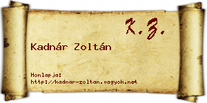 Kadnár Zoltán névjegykártya