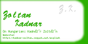 zoltan kadnar business card